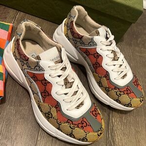 🧡💛Gucci Rhyton GG Multicolor Sneaker Sz 38